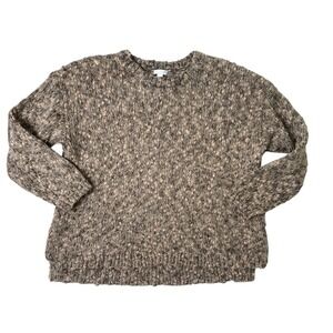 J Jill Womens Chunky Knit Sweater Wool Blend Beige Metallic Pullover Size XL